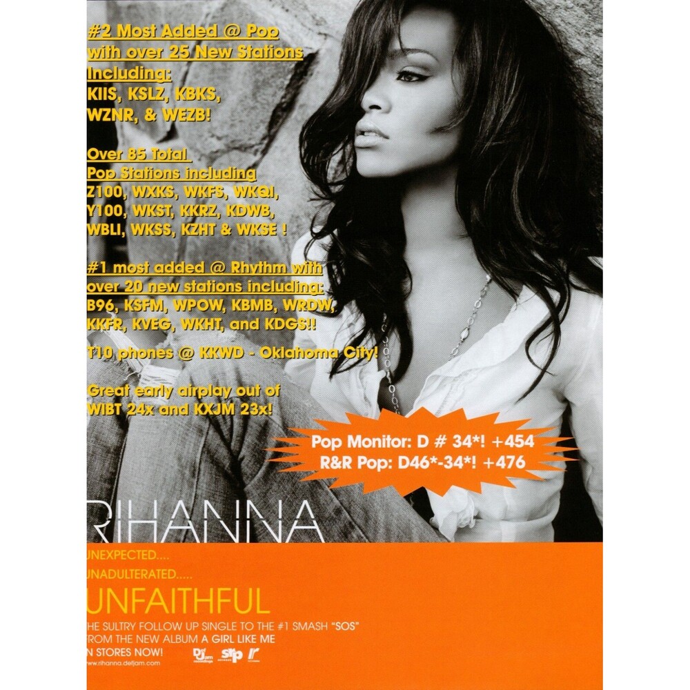 Rihanna 2006 Promo Trade Ad Unfaithful & Girl Like Me Rare Music Memorabilia